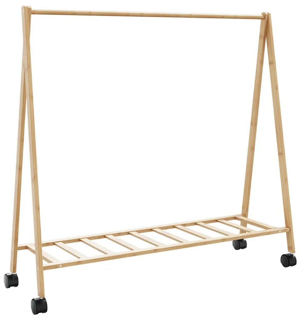 Appendiabiti Con Ripiani E Ruote 106x34x106,5 Cm İn Bambù /