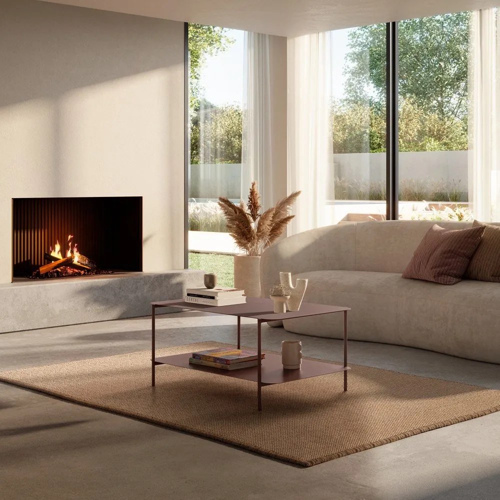 Tavolino da salotto color terracotta in metallo 58x90 cm Beatrix – MOME