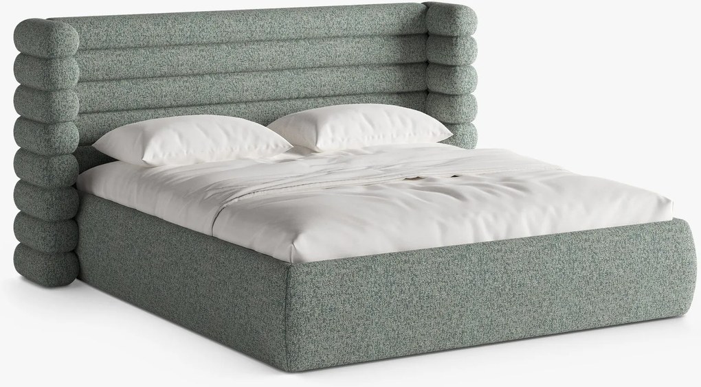 Letto imbottito Mount con contenitore in tessuto strutturato Puente – 200x200 cm