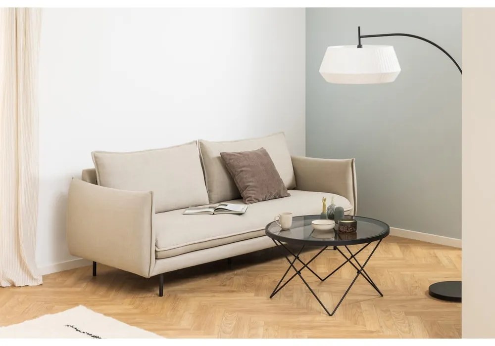 Tavolino nero con piano in vetro ø 80 cm Cuxton - Actona