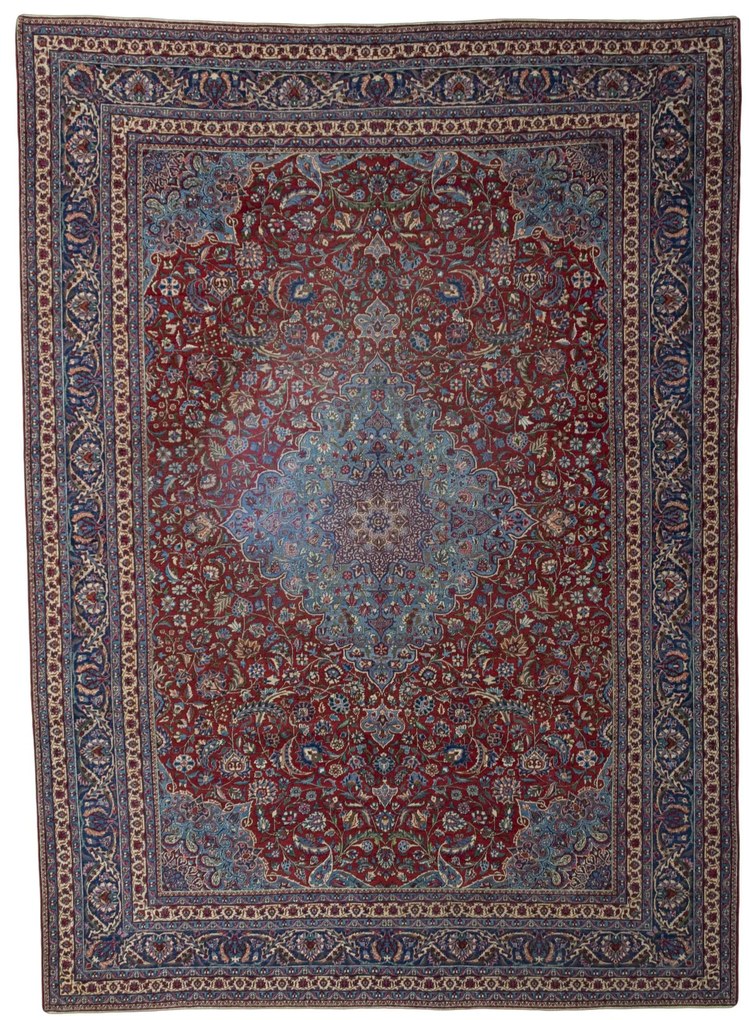 Nain Tappeto 270 x 370 Rosso (Iran) Annodato A Mano