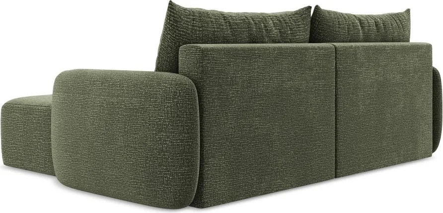 Divano angolare verde allungabile/con contenitore (con penisola a destra) Kalena – Makamii