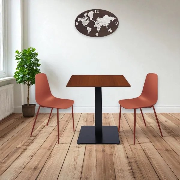 Tavolo pub ristorante bar quadrato 70x70 cm con piano laminato Noce H 75