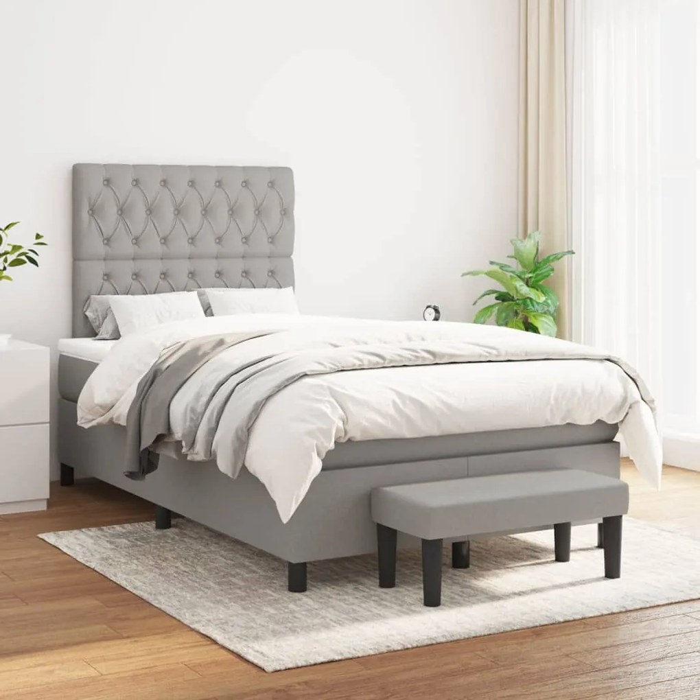 Giroletto A Molle Con Materasso Grigio Chiaro 120x200cm Tessuto /