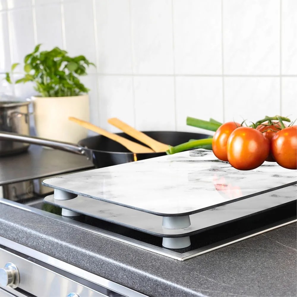 Set di 2 copri stufe in vetro, 52 x 30 cm Marble - Wenko