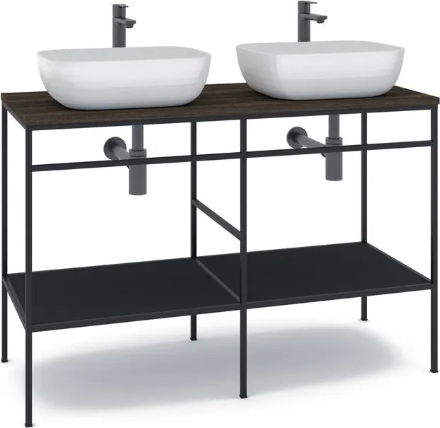 Mobile bagno da terra con lavabo L 120 x H 92 x P 45.5 cm nero per doppia vasca dx Outline