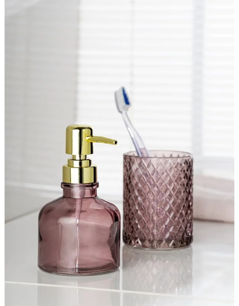 Dispenser per sapone rosa scuro in vetro 200 ml Atessa – Wenko
