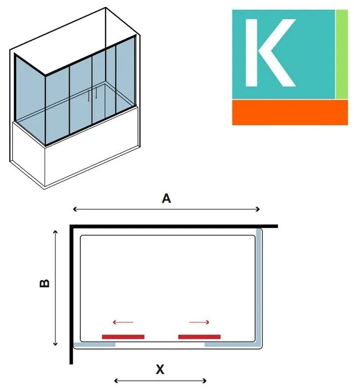 Kamalu - box vasca da bagno angolare 190x90cm kv05