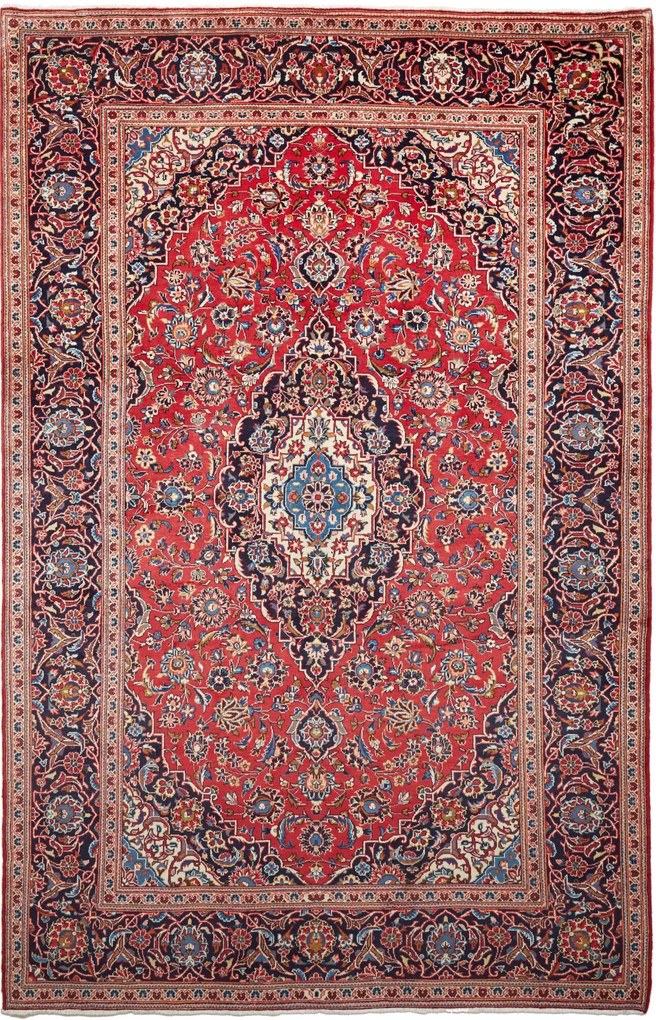 Kashan Tappeto 300x200 Rosso (Iran) Annodato A Mano