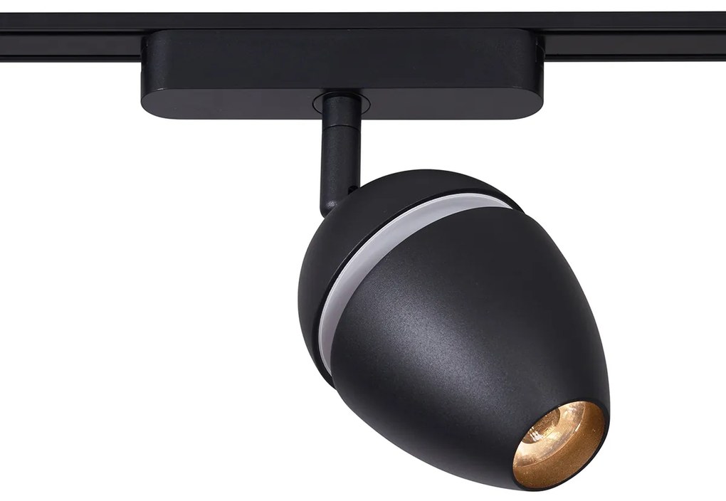 Sistema di illuminazione su binario moderno con 4 faretti neri monofase - Magnetic Eggy