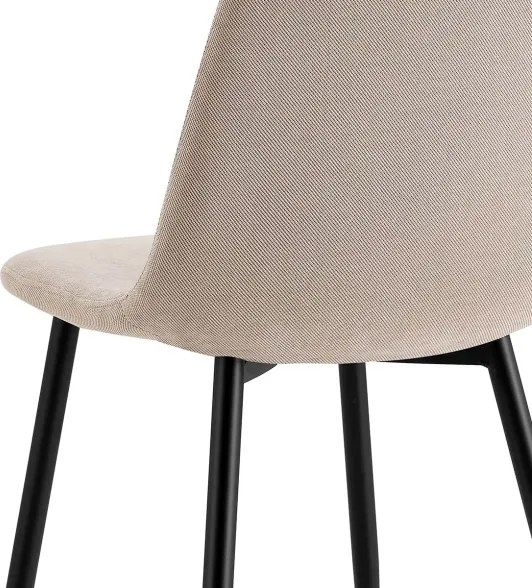 Sedia Da Pranzo Moderna In Tessuto Khaki Gambe Nere Irene - Set da 4 Pezzi
