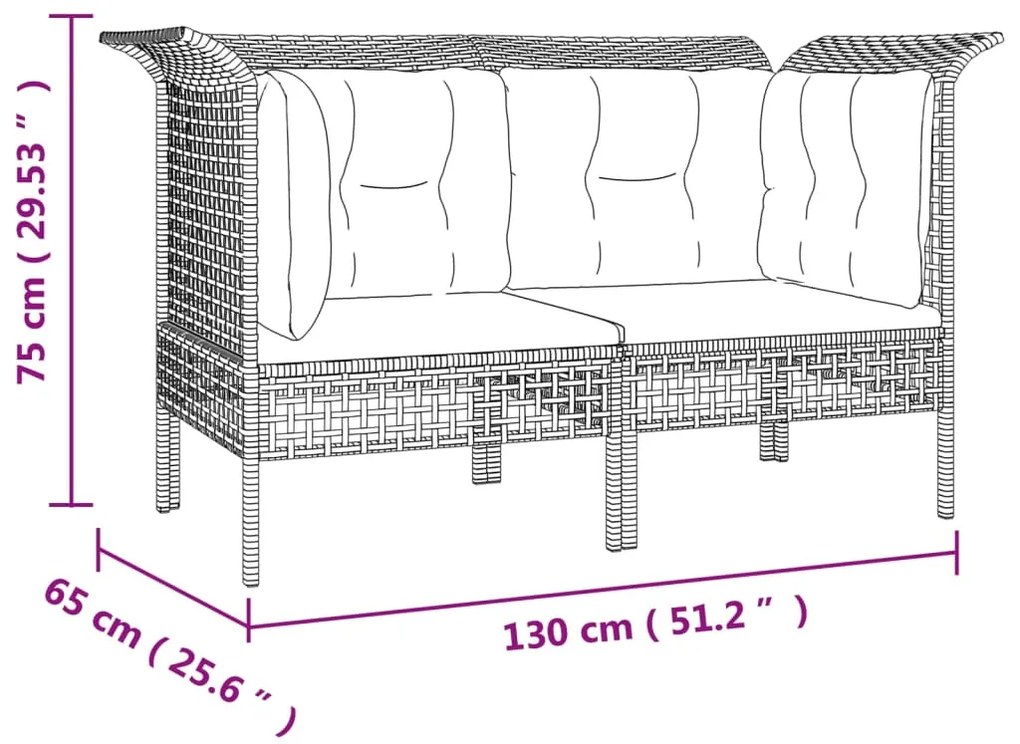 Set Divani da Giardino 10 pz con Cuscini in Polyrattan Grigio