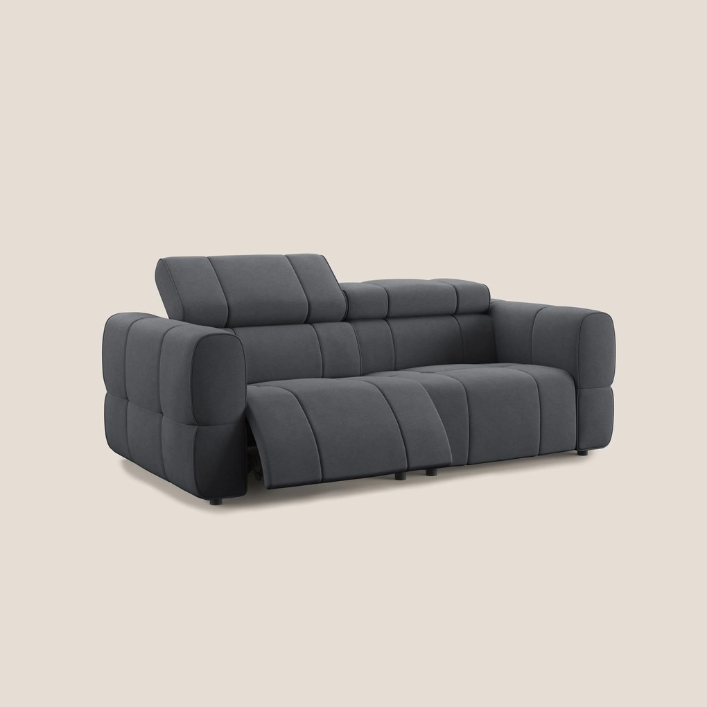 Giotto Divano modulare con opzione relax elettrico in microfibra effetto velluto impermeabile T09