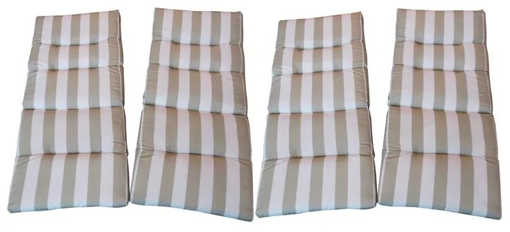 Set 4 cuscini per sedia in poliestere beige e bianco 104 x 47 x Sp 5 cm