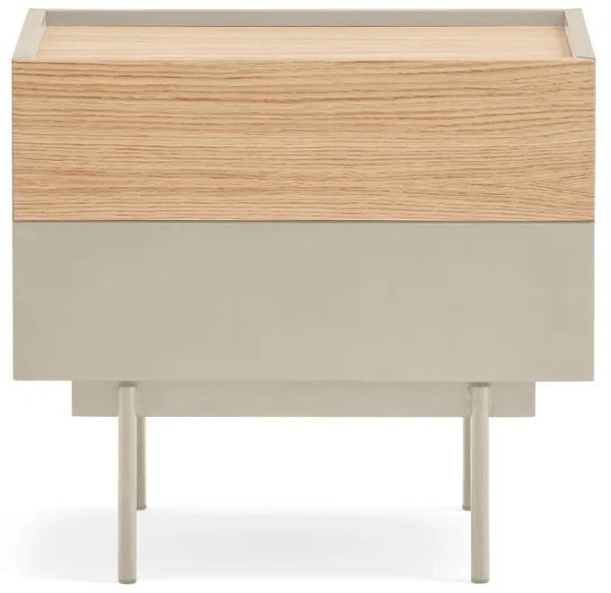 Comodino beige/tonalità naturale con decoro in rovere Otto - Teulat