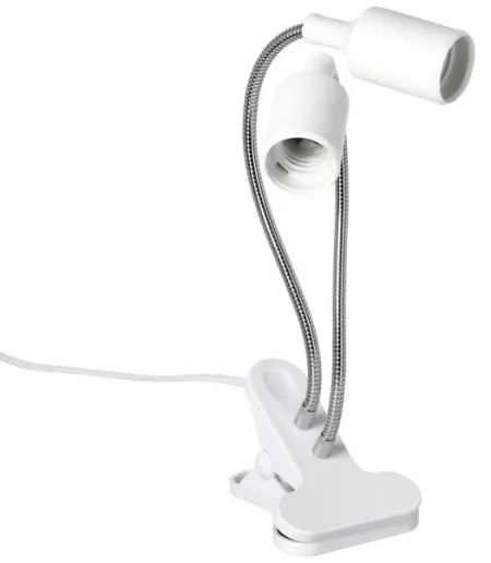 Lampada da tavolo flessibile con clip PLANTY 2xE27/30W/230V bianca per piante