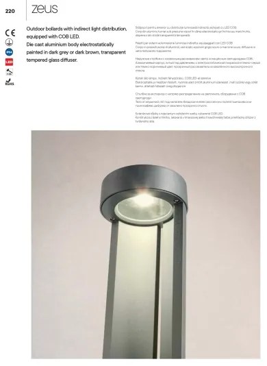 Redo 90366 - Lampada LED da esterno ZEUS LED/11,5W/230V 3000K 75 cm IP54 marrone