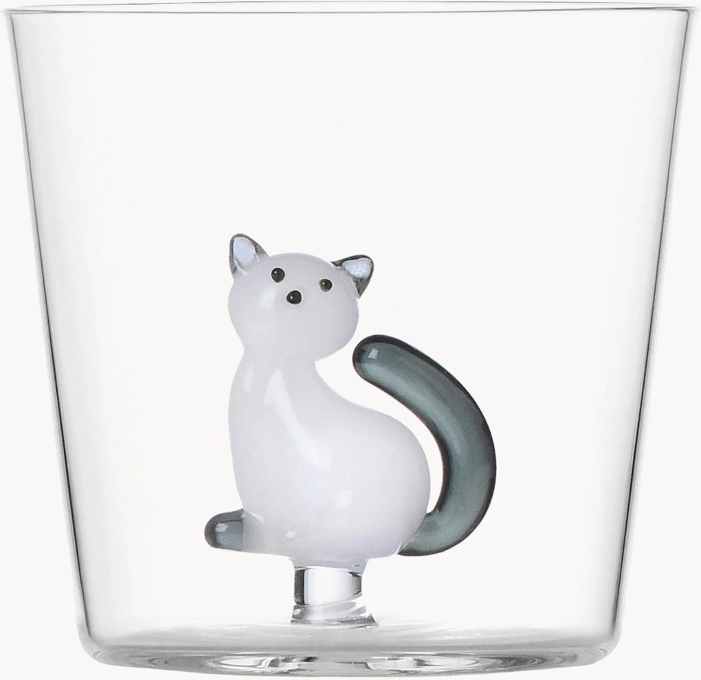 Bicchiere in vetro borosilicato fatto a mano Tabby Cat