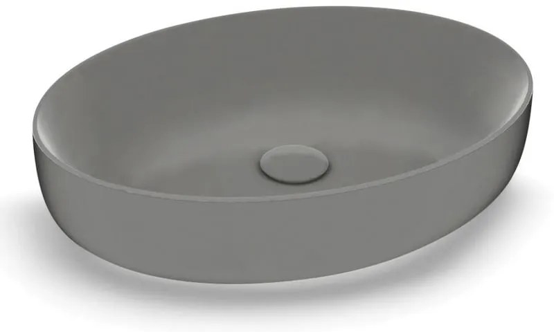 Lavabo da appoggio OLYMPIA CERAMICA ovale in ceramica L 55 x H 14 x P 40 cm grigio