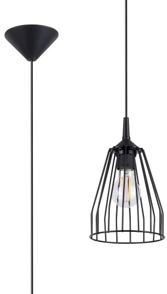 Sollux SL.1205 - Lampadario a sospensione con filo LEYO 1xE27/15W/230V nero