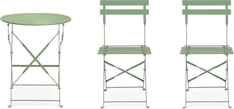 Set da pranzo da giardino color salvia in acciaio per 2 persone Austin – Bizzotto