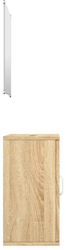 Set mobili da bagno 2 pz rovere in legno multistrato
