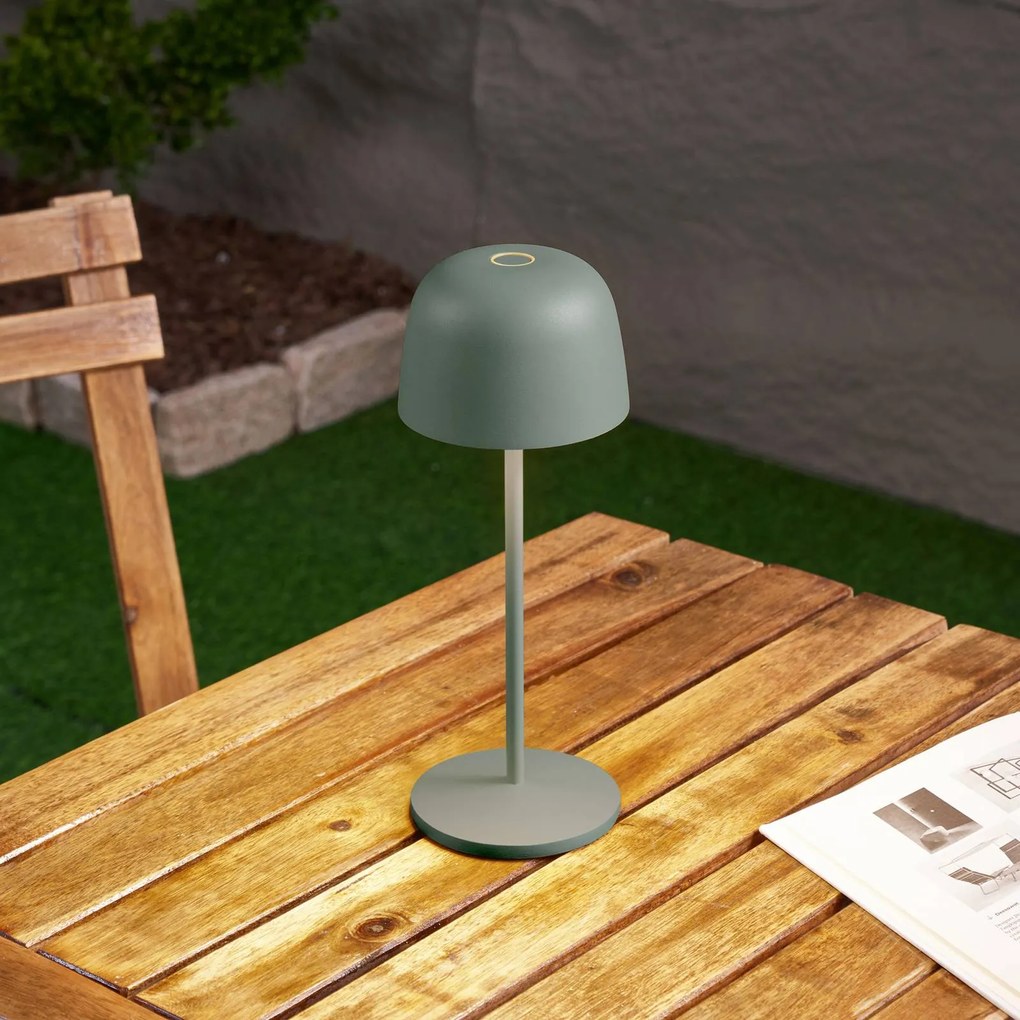 Lindby Lampada da tavolo a batteria LED Arietty, verde, dimmerabile, IP65