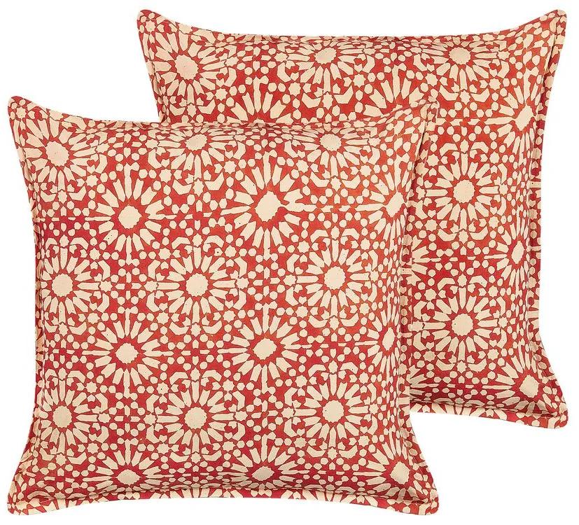 Set di 2 cuscini cotone rosso e bianco crema 45 x 45 cm CEIBA Beliani