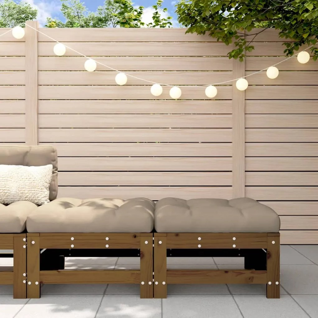 Poggiapiedi Giardino Con Cuscini 2pz Ambra Legno Massello Pino /
