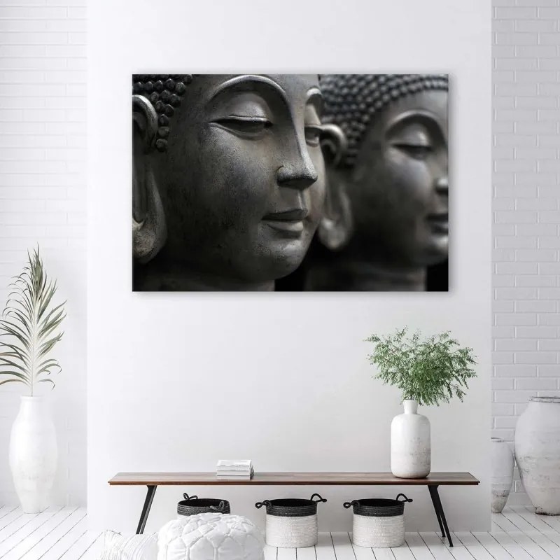 Quadro su tela, Buddha Zen Wellnes Spa Grigio  Dimensioni 100x70