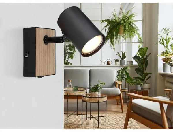 Globo 57911-1BW - Applique da parete orientabile ROBBY 1xGU10/25W/230V nero/marrone