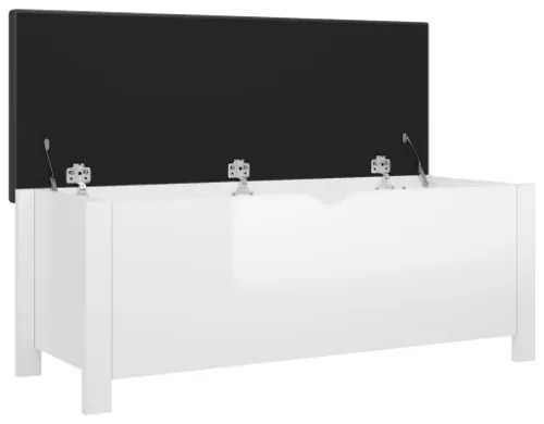 Contenitore con Cuscino Bianco Lucido 105x40x45cm Multistrato