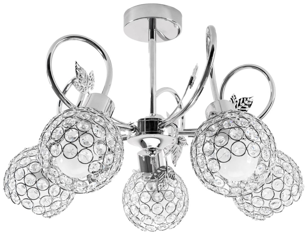 Lampadario in cristallo con foglie in metallo APP636-5C