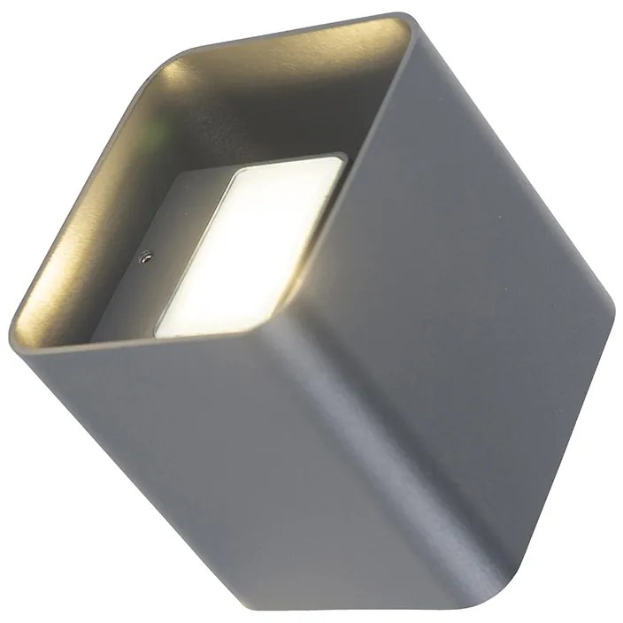 Applique moderna grigio scuro incl. LED IP54 quadrata - Evi