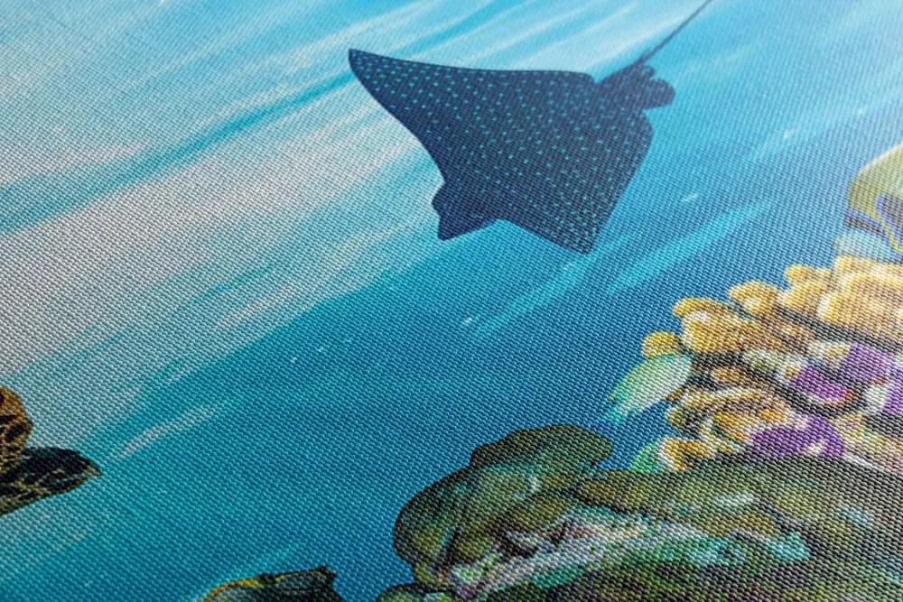 Stampa su tela – Barriera corallina con pesci e tartarughe