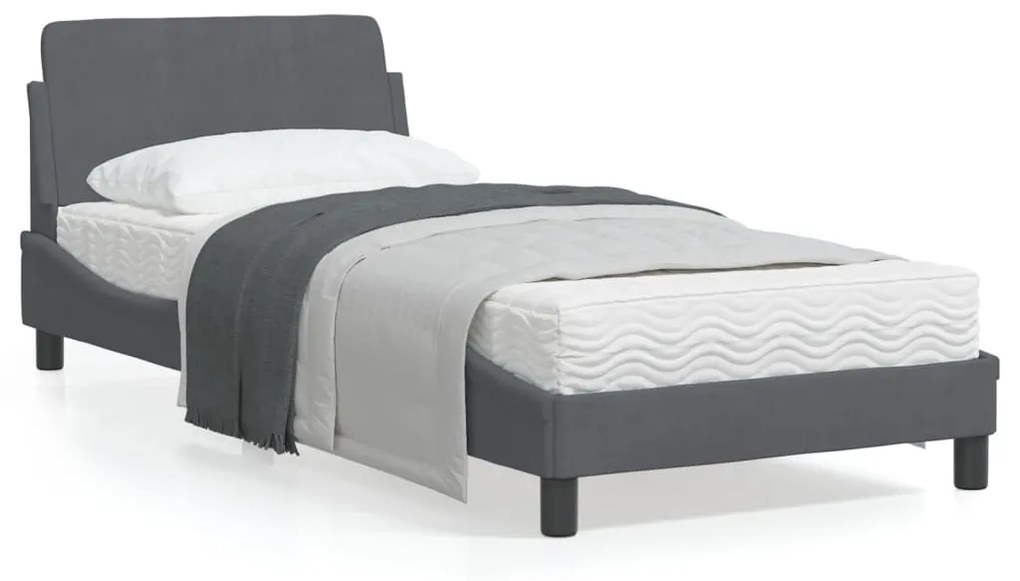 Giroletto Senza Materasso Grigio Scuro 80x200 Cm Velluto /