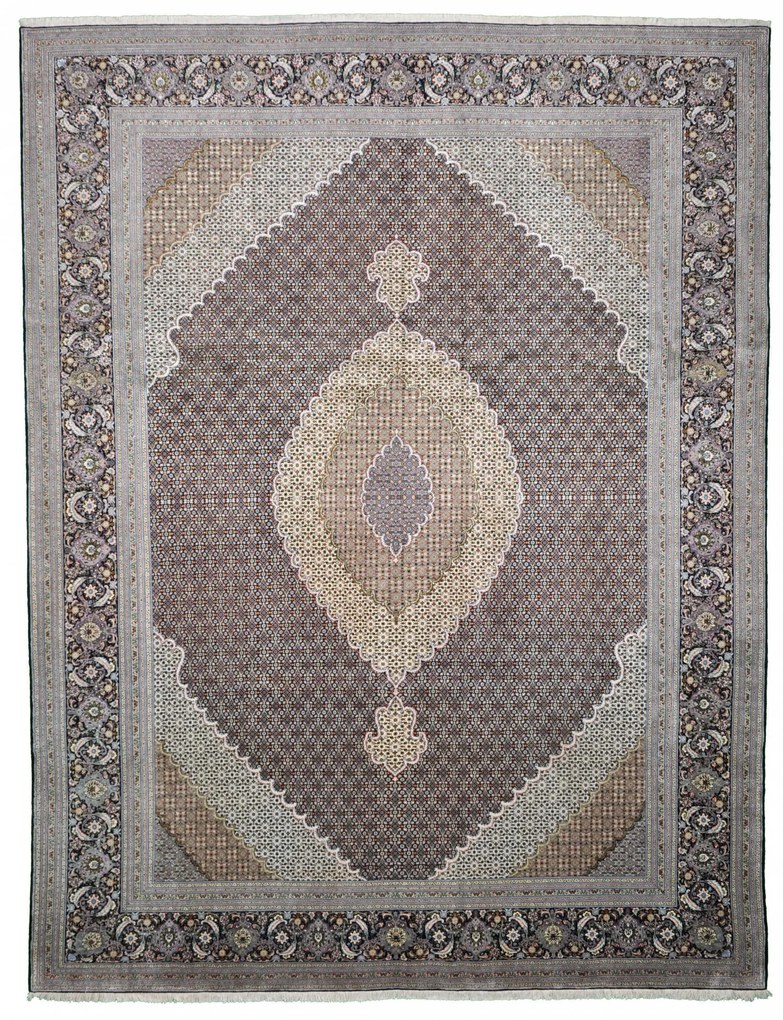 Tabriz Tappeto 400x300 Nero (Iran) Annodato A Mano