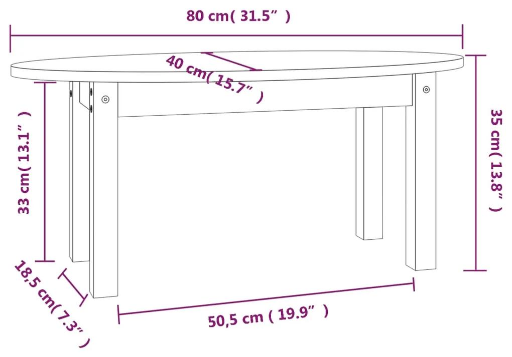 Tavolino da Salotto Bianco 80x40x35 cm Legno Massello di Pino