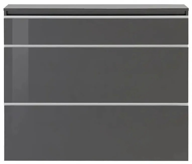 Scarpiera moderna MAGIC con 2 ante a battente e 1 antina a ribalta, laccato in antracite