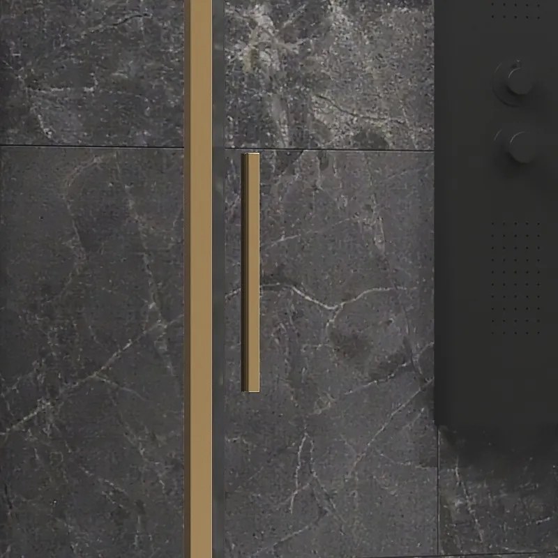 Box doccia oro satinato 90x100 scorrevole e fisso vetro 6mm altezza 200h | KLA-4000G - KAMALU