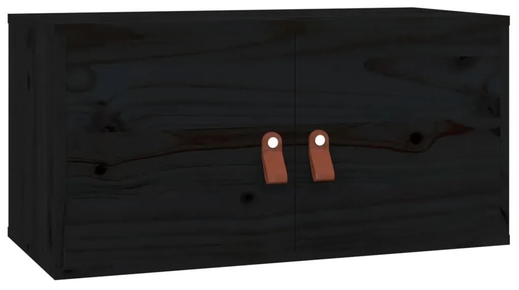 Pensile nero 60x30x30 cm in legno massello di pino