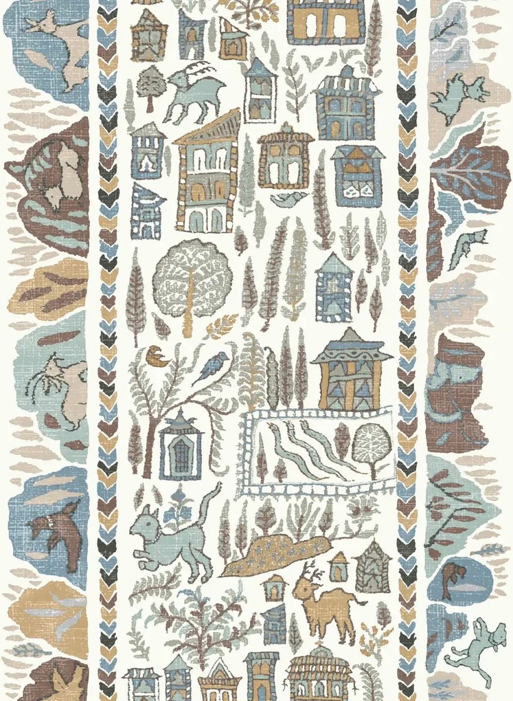 Lewis & Wood Carta da parati Ravi Ribbon - Aqua Vita