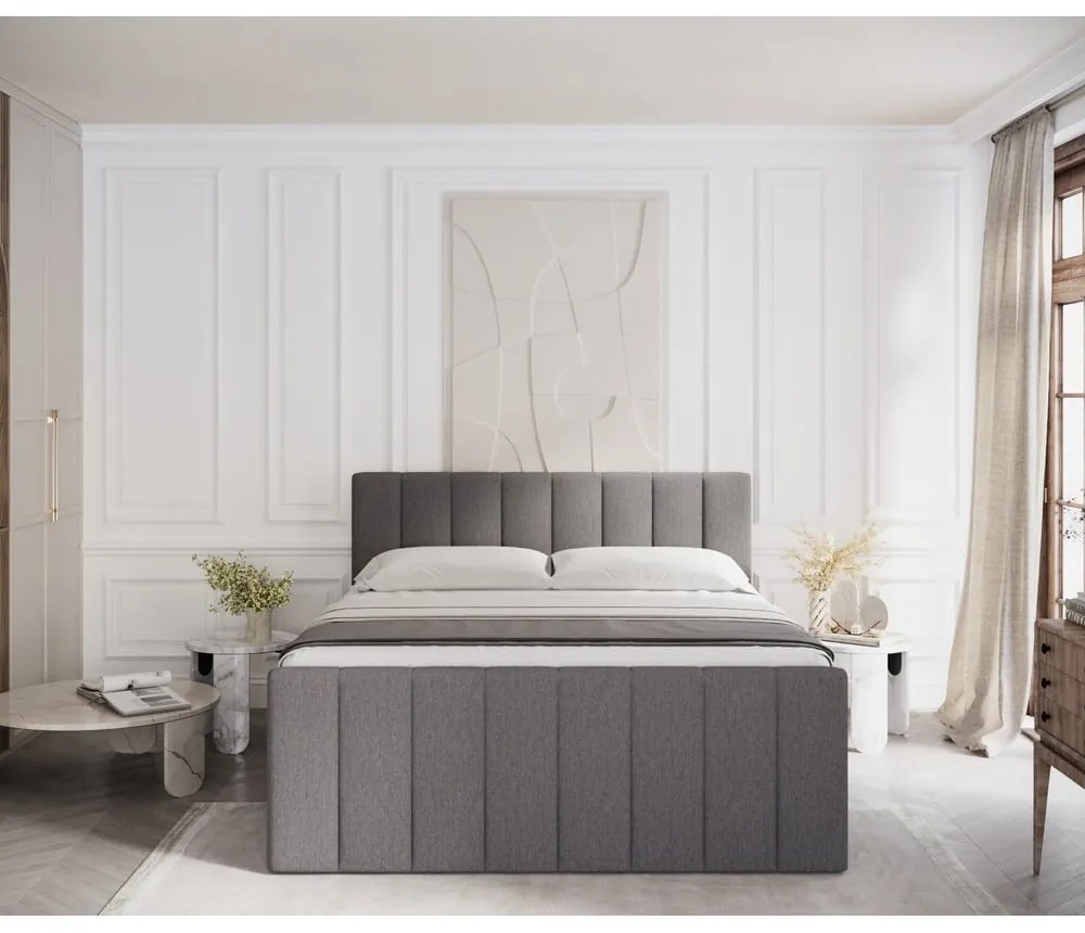 Letto boxspring grigio con contenitore 160x200 cm Ruby - Maison de Rêve