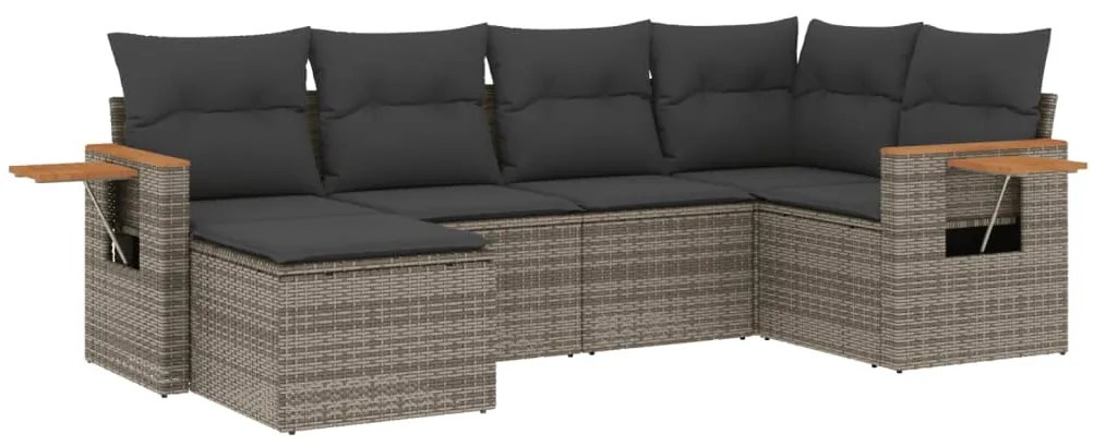 Set divano da giardino 6 pz con cuscini grigio in polyrattan