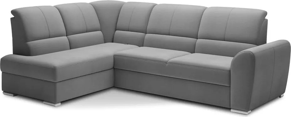 Divano angolare grigio allungabile/con contenitore (con penisola a sinistra/a L) e rivestimento in velluto Siber – ELTAP