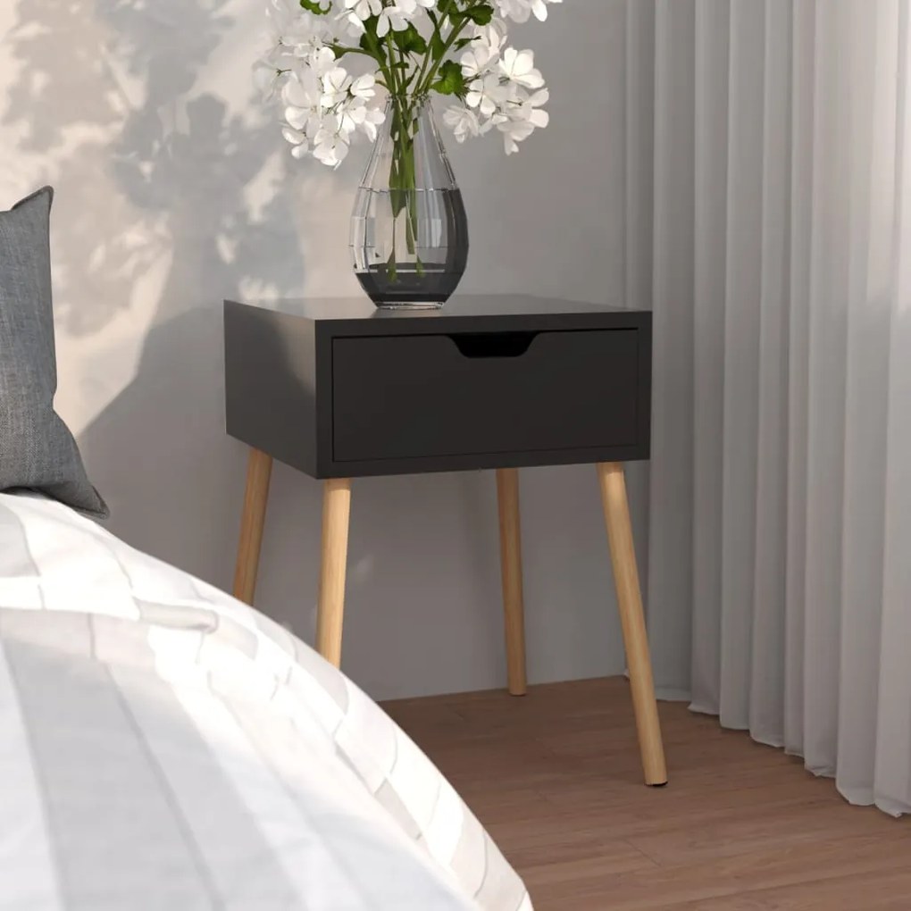 Comodino Nero Lucido 40x40x56 Cm İn Legno Multistrato /