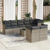 Set Divano da Giardino 9 pz con Cuscini Grigio in Polyrattan 3249759