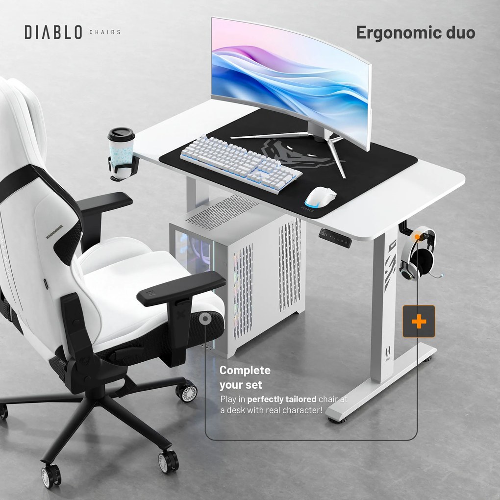 Scrivania Diablo X-Tensio 1100 1100 regolabile in altezza bianco