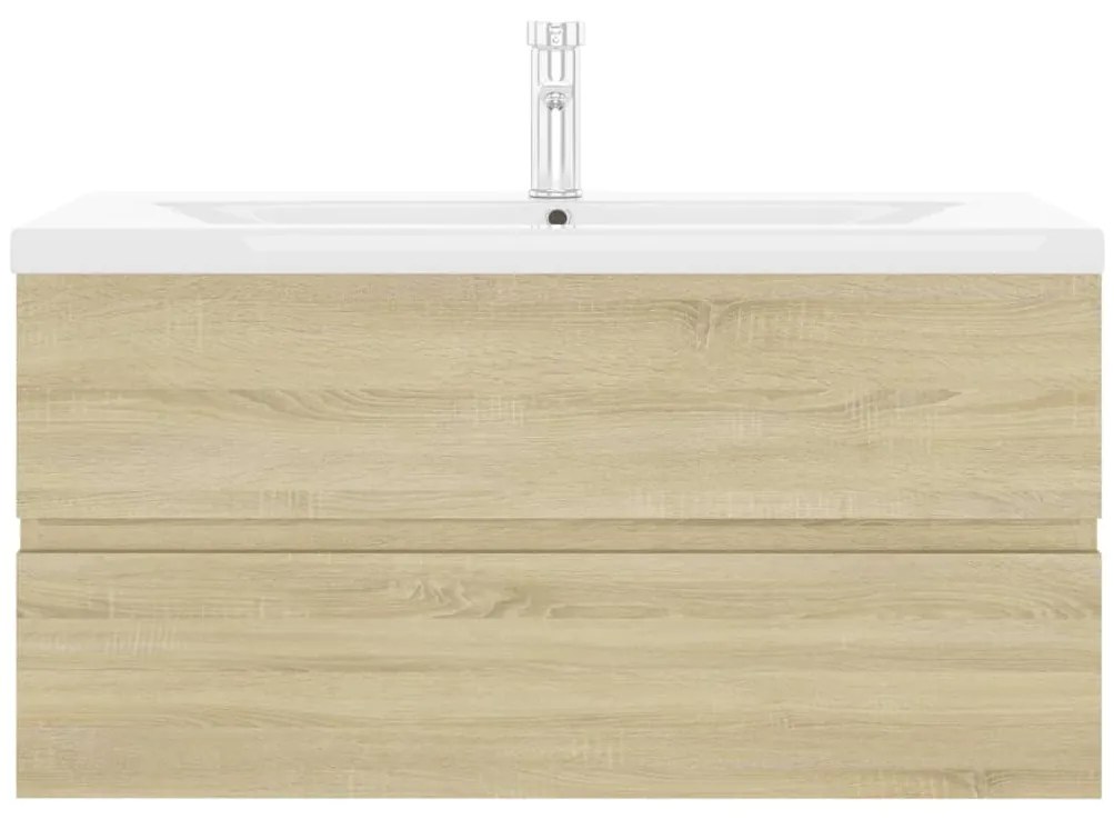 Mobile con lavabo integrato rovere sonoma in legno multistrato