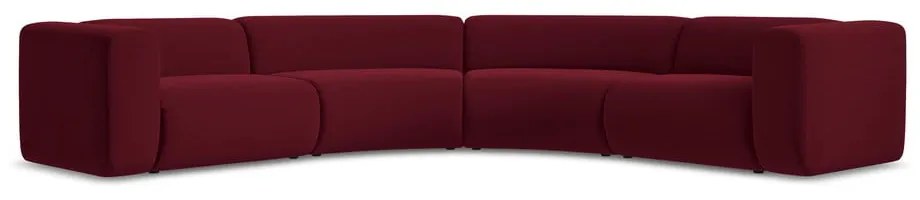 Divano angolare burgundy con rivestimento in velluto Ekahi – Makamii